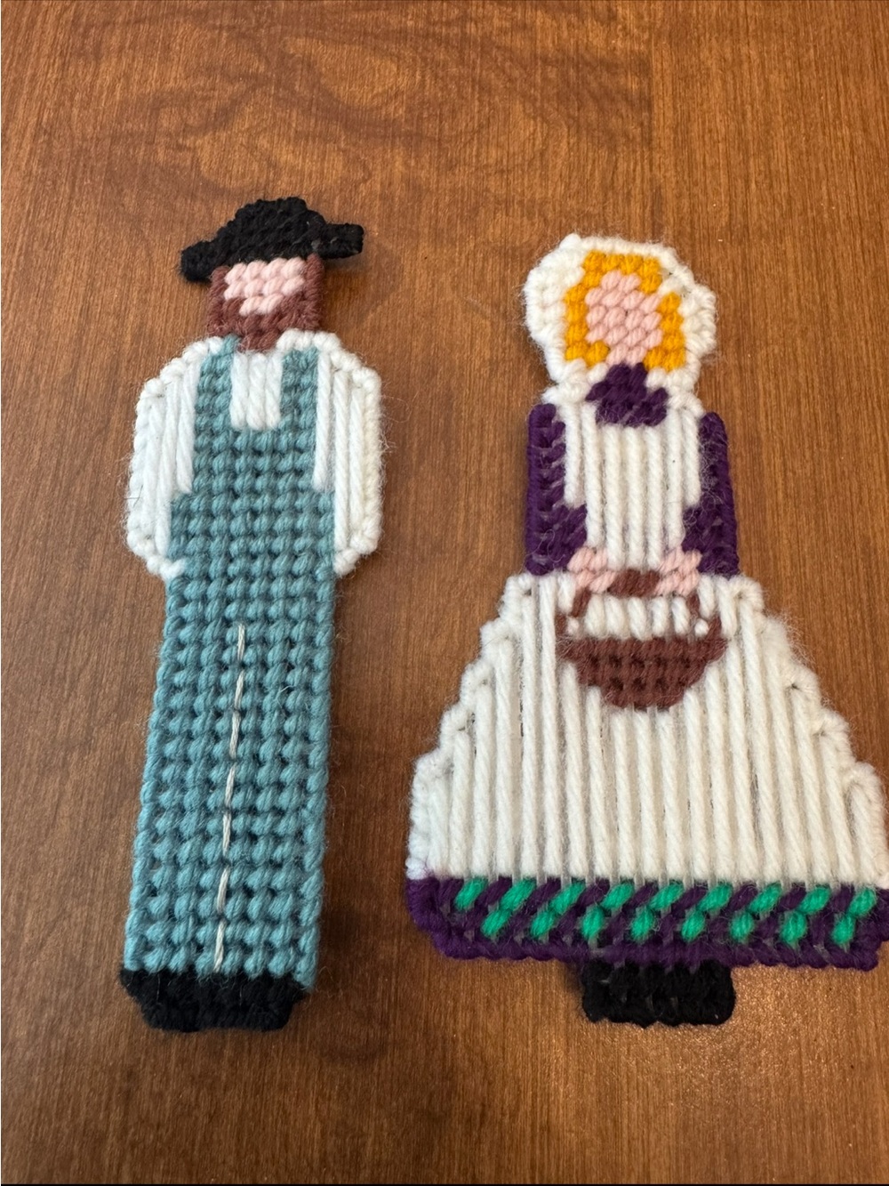 Handmade Folk farmer couple Amish magnet set
